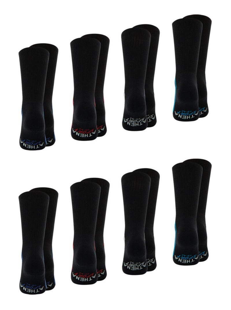 Lot de 8 paires de chaussettes de sport mi-hautes athena Noir - Kiabi