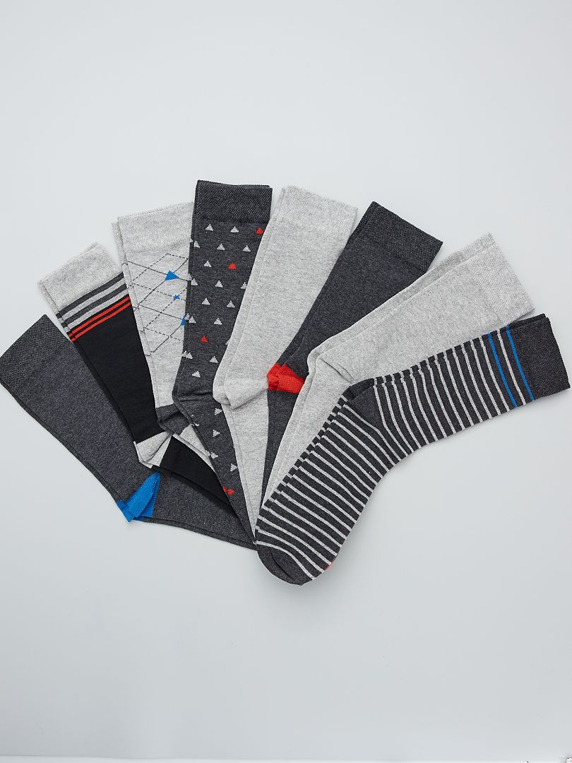 Lot de 8 paires de chaussettes gris - Kiabi
