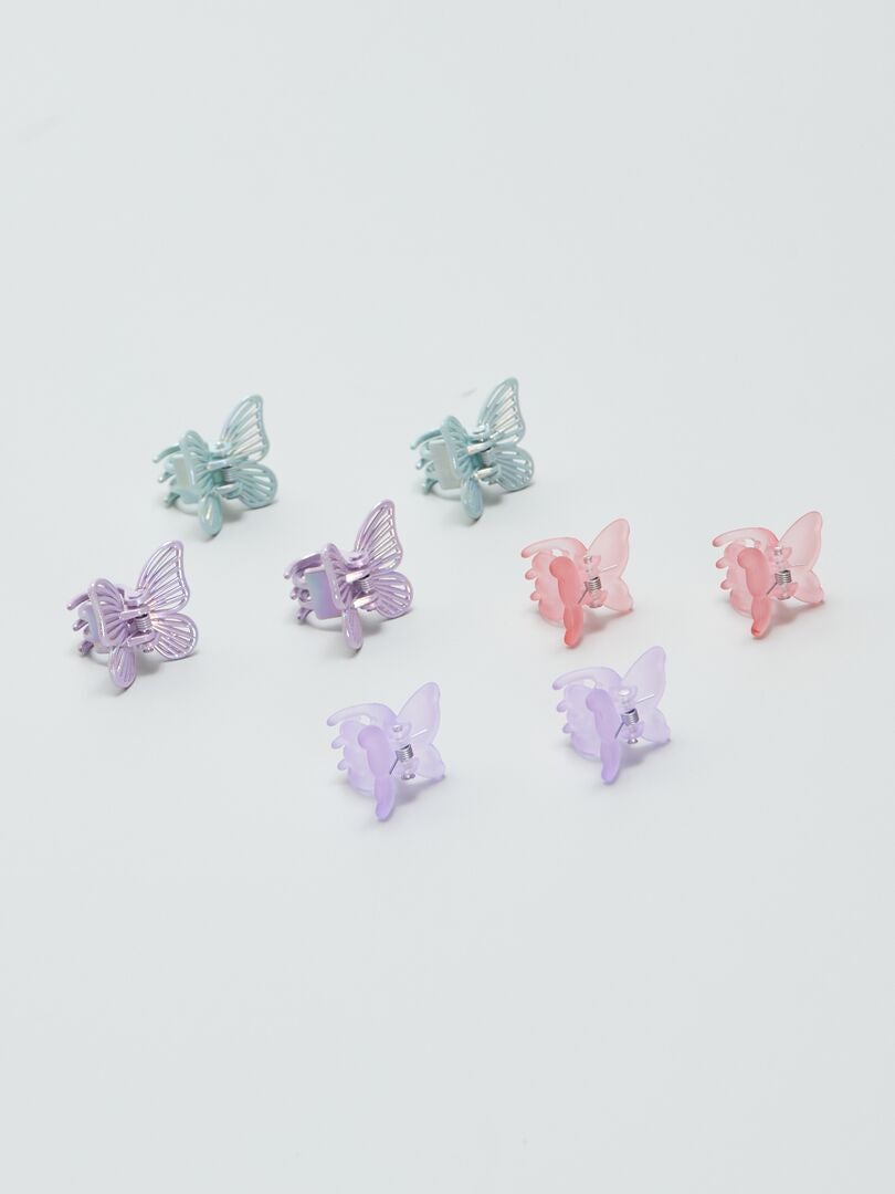 Lot De 8 Pinces Crabes Papillon - Violet/rose/bleu - Kiabi - 3.00€