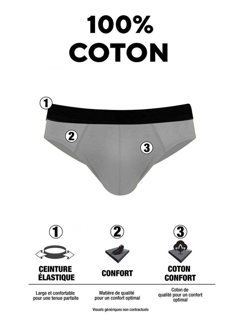 Lot de 8 slips homme en coton pierre cardin Noir - Kiabi
