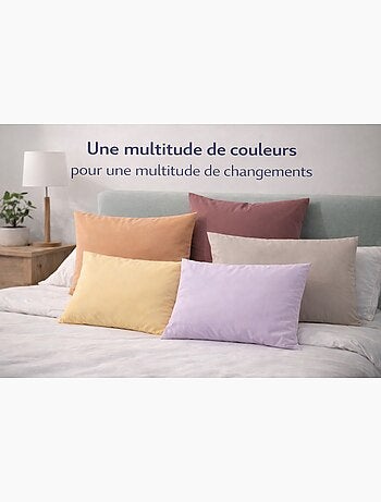Lot de 8 taies d'oreiller coton 57 fils couleurs aléatoires promo linge