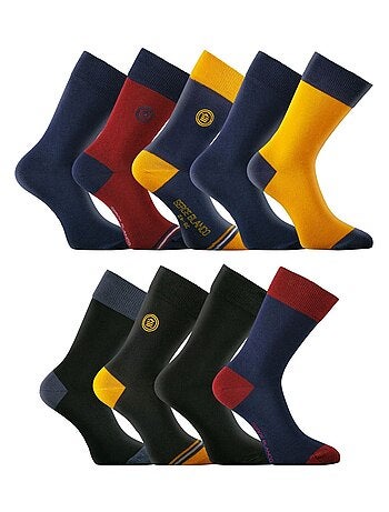 Lot de 9 paires de chaussettes de ville coton homme peigné doux serge blanco
