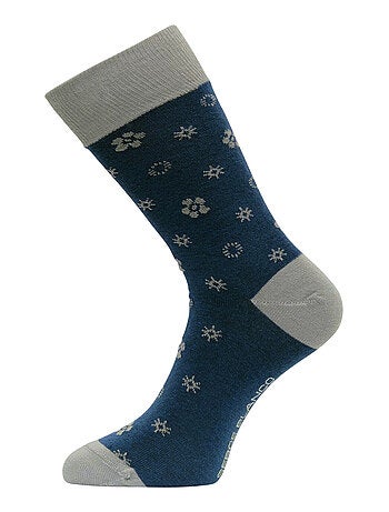 Lot de 9 paires de chaussettes de ville fantaisies en coton peigné serge blanco