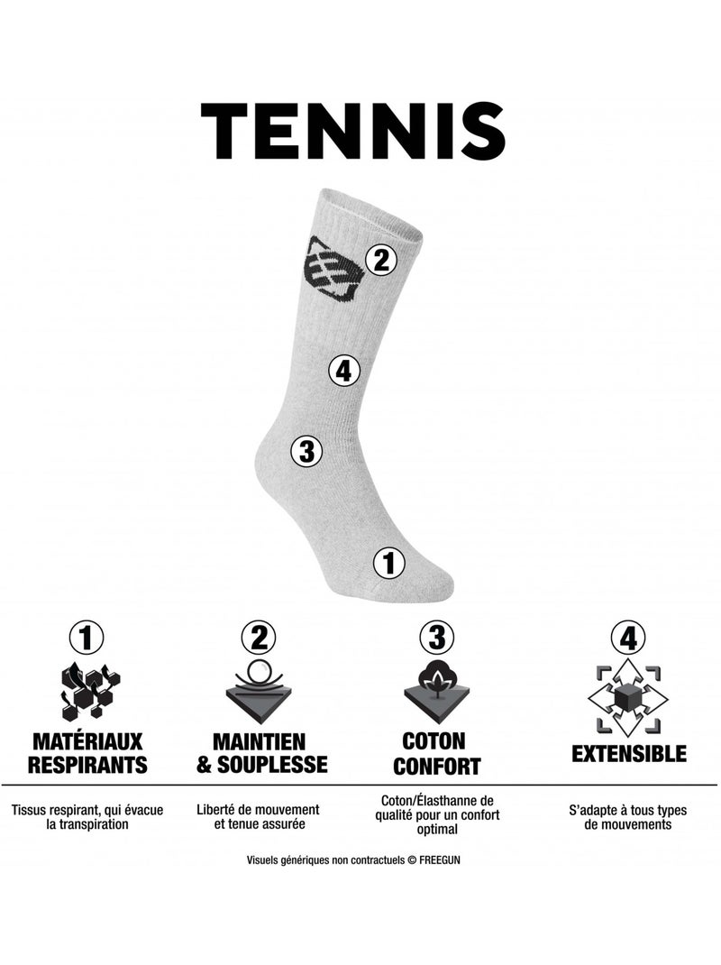 Lot de 9 paires de chaussettes tennis homme assorties freegun Gris - Kiabi