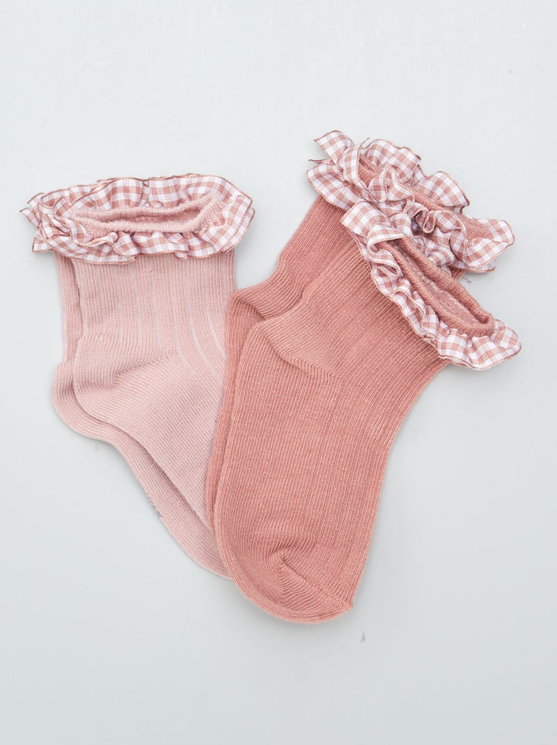 Lot de chaussettes à volants - 2 paires Rose - Kiabi