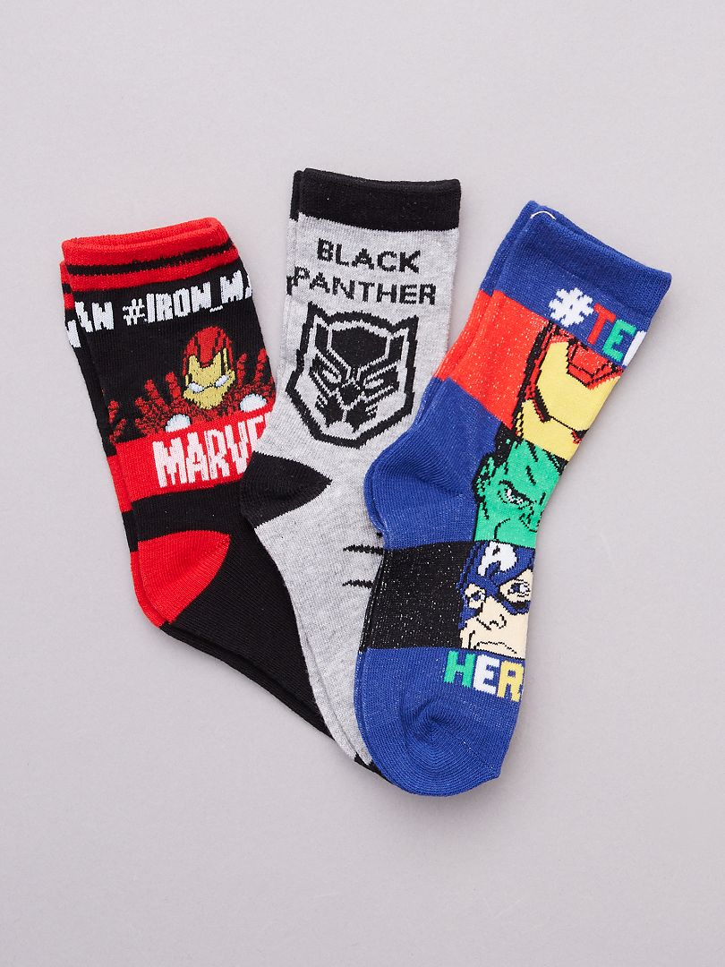 Lot de chaussettes 'Avengers' 'Marvel' gris bleu rouge - Kiabi