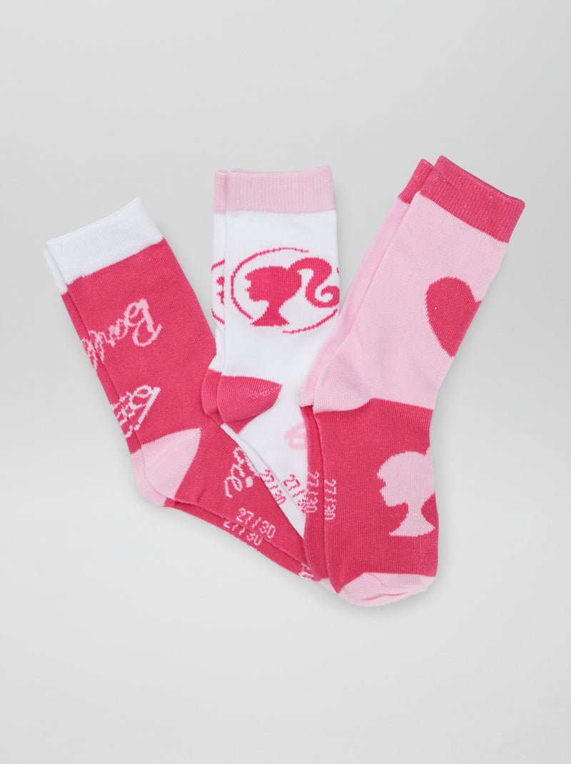 Lot De 3 Paires De Chaussettes Fille "Barbie" En Coton