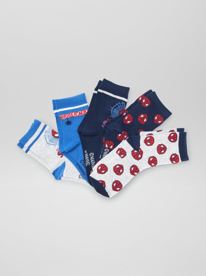 Lot de chaussettes 'Spider-man' - 5 paires Bleu - Kiabi