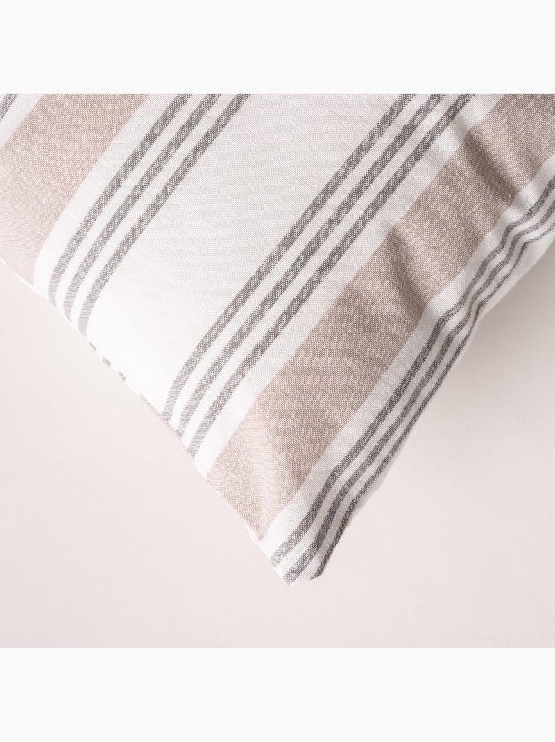 Lot de deux housses de coussin à rayures multiples, avec fermeture zippée - Gamusi. Taupe - Kiabi