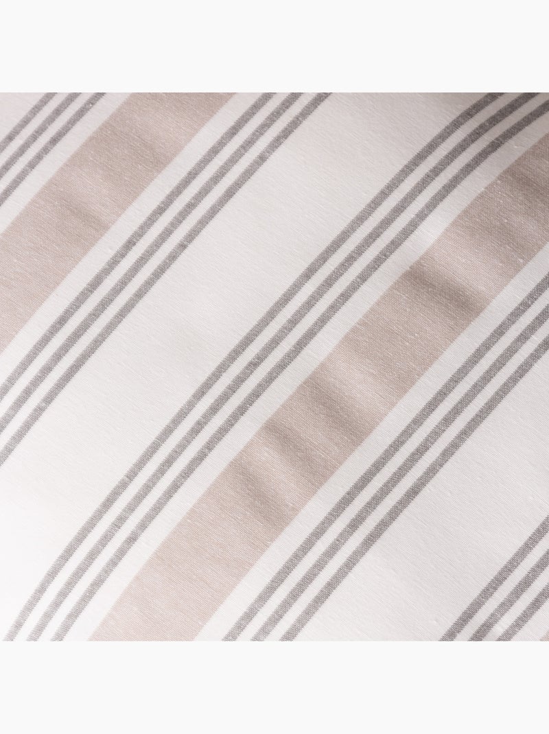 Lot de deux housses de coussin à rayures multiples, avec fermeture zippée - Gamusi. Taupe - Kiabi