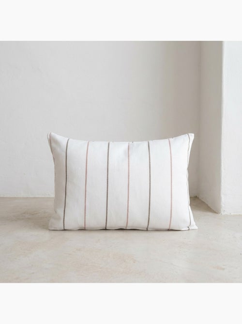 Lot de deux housses de coussin en coton à fils en relief, tissu texturé. - Kiabi