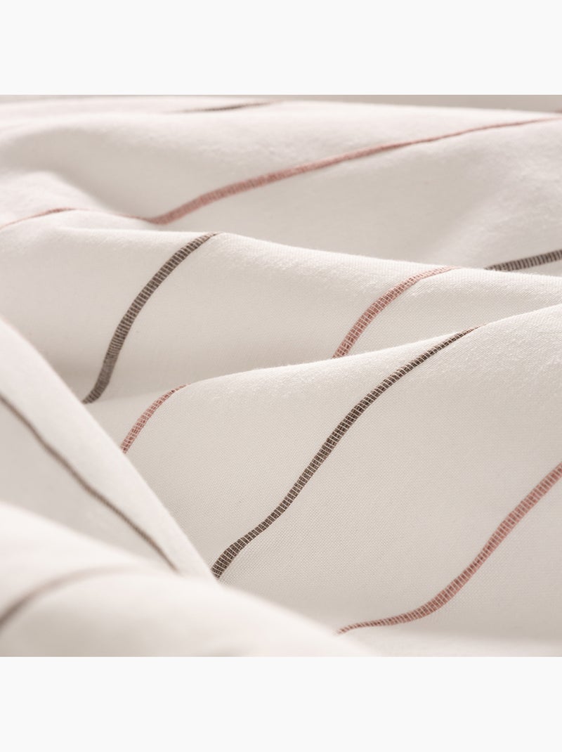 Lot de deux housses de coussin en coton à fils en relief, tissu texturé. Beige/Rose - Kiabi