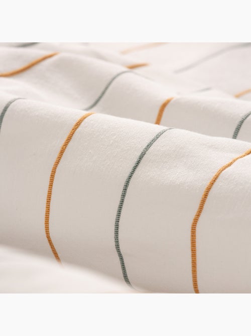 Lot de deux housses de coussin en coton à fils en relief, tissu texturé. - Kiabi