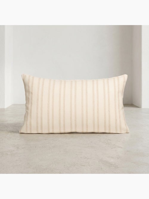 Lot de deux housses de coussin en coton à fils en relief, tissu texturé. - Kiabi