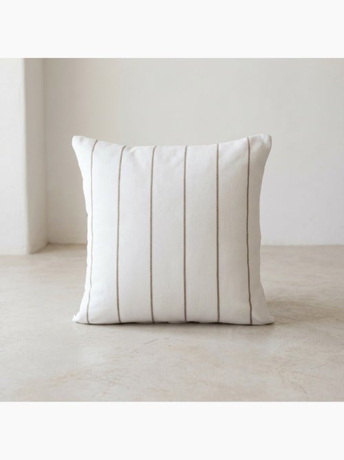 Lot de deux housses de coussin en coton à fils en relief, tissu texturé. - Kiabi