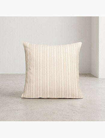 Lot de deux housses de coussin en coton à fils en relief, tissu texturé.