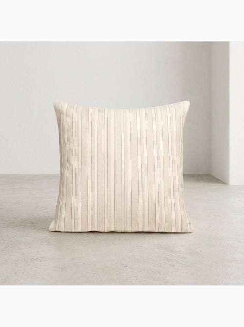 Lot de deux housses de coussin en coton à fils en relief, tissu texturé. - Kiabi