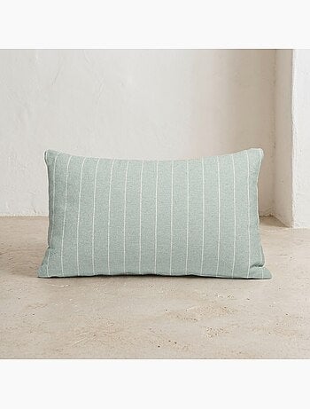 Lot de deux housses de coussin en coton à fils en relief, tissu texturé.