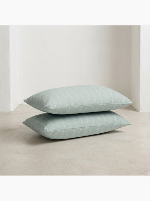 Lot de deux housses de coussin en coton à fils en relief, tissu texturé. - Kiabi