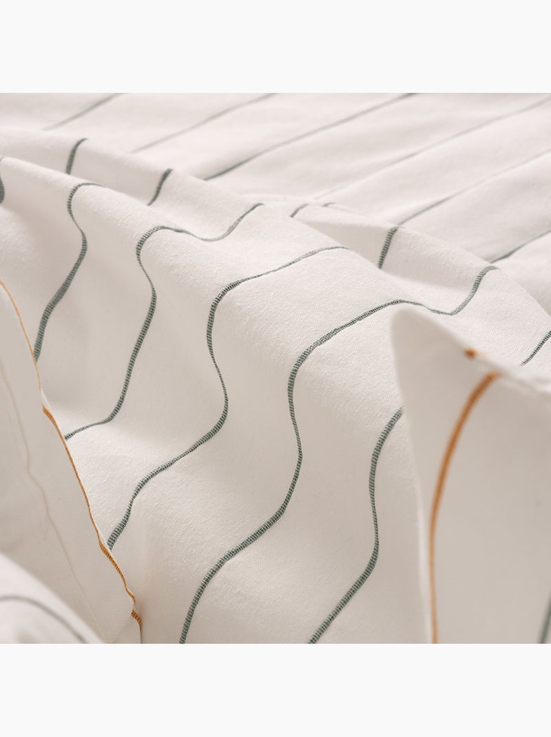 Lot de deux housses de coussin en coton à fils en relief, tissu texturé. Vert d'eau - Kiabi
