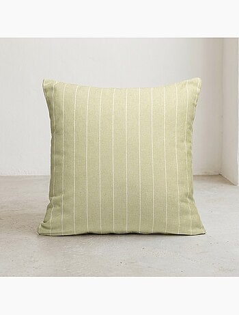 Lot de deux housses de coussin en coton à fils en relief, tissu texturé.