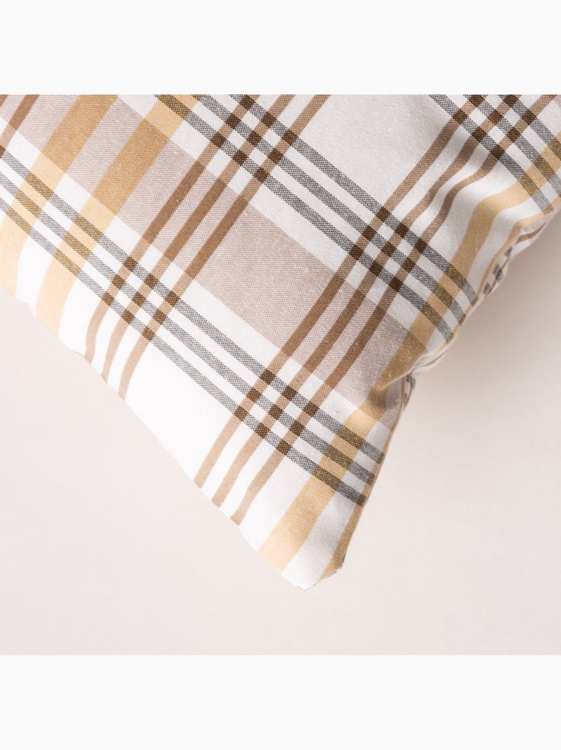 Lot de deux housses de coussin motif tartan, avec fermeture zippée - Gamusi. Beige - Kiabi