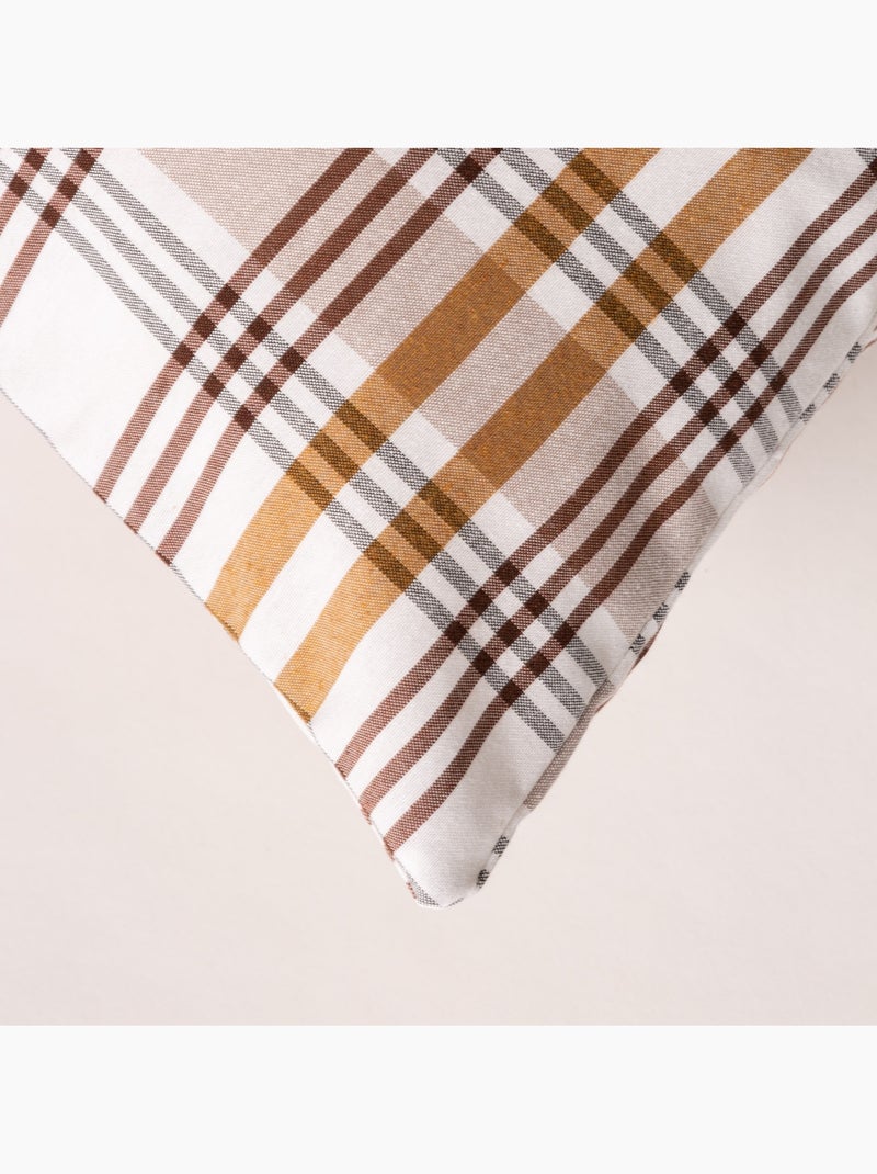 Lot de deux housses de coussin motif tartan, avec fermeture zippée - Gamusi. Camel - Kiabi