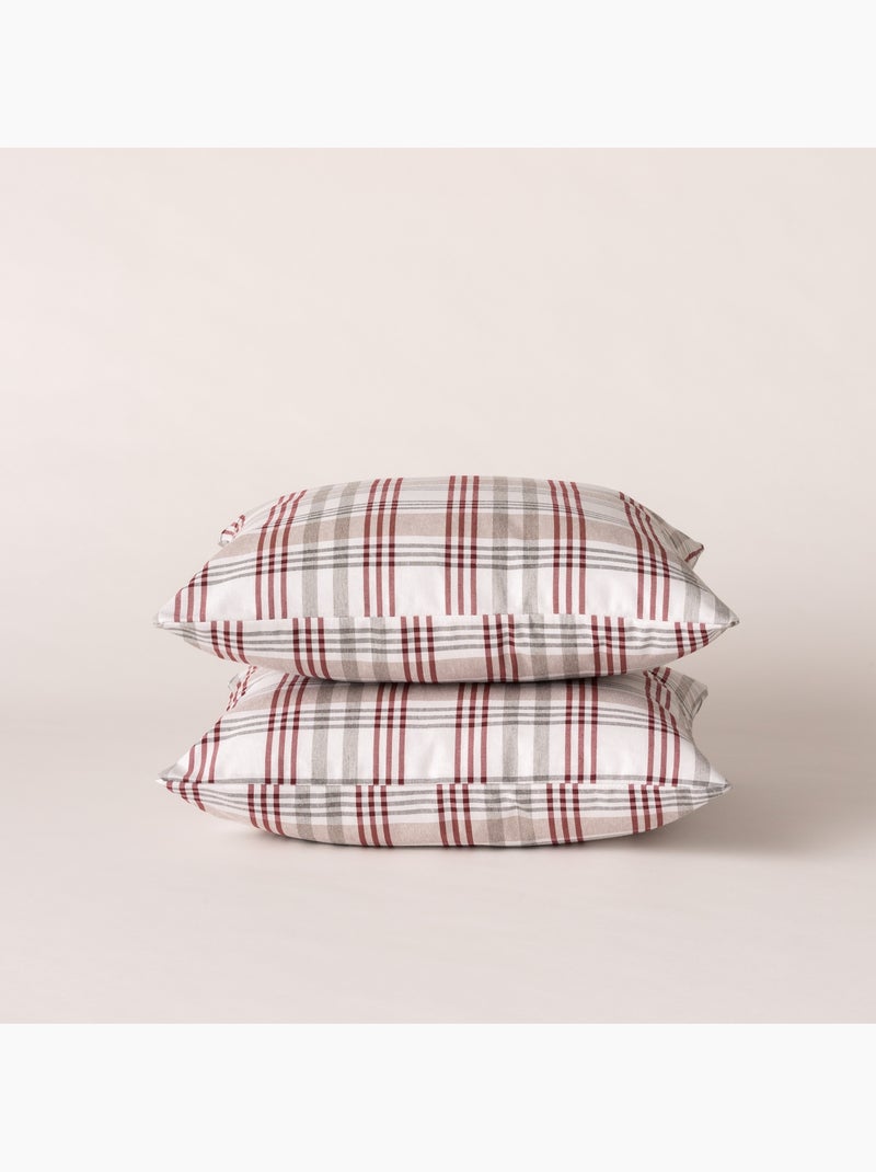 Lot de deux housses de coussin motif tartan, avec fermeture zippée - Gamusi. Gris - Kiabi