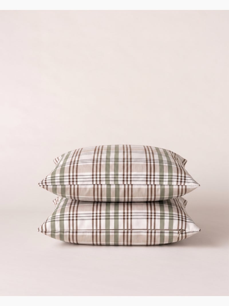 Lot de deux housses de coussin motif tartan, avec fermeture zippée - Gamusi. Vert - Kiabi