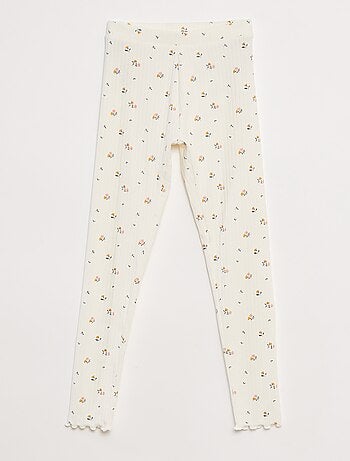 Lot de leggings côtelés 1 imprimé + 1 uni - 2 pièces