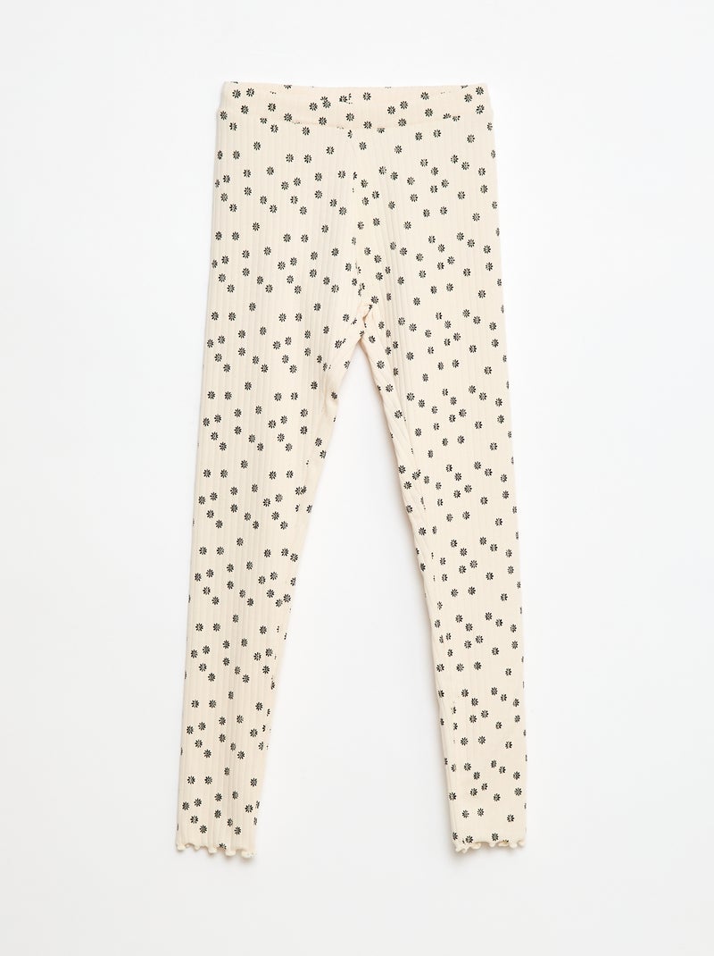 Lot de leggings côtelés 1 imprimé + 1 uni - 2 pièces Noir - Kiabi