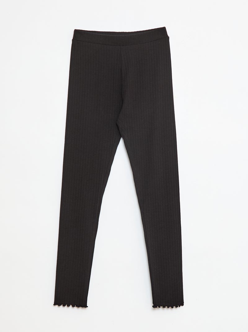 Lot de leggings côtelés 1 imprimé + 1 uni - 2 pièces Noir - Kiabi