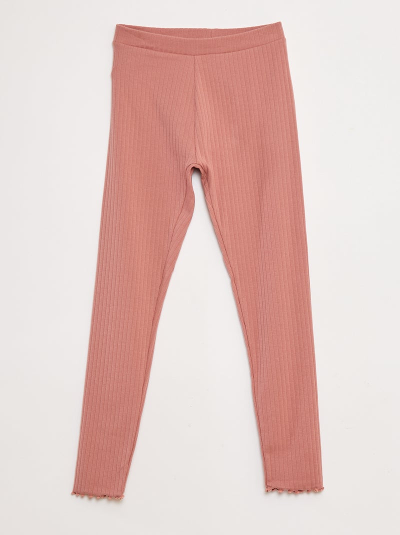 Lot de leggings côtelés 1 imprimé + 1 uni - 2 pièces Rose - Kiabi
