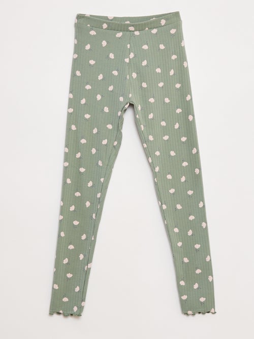 Lot de leggings côtelés 1 imprimé + 1 uni - 2 pièces - Kiabi
