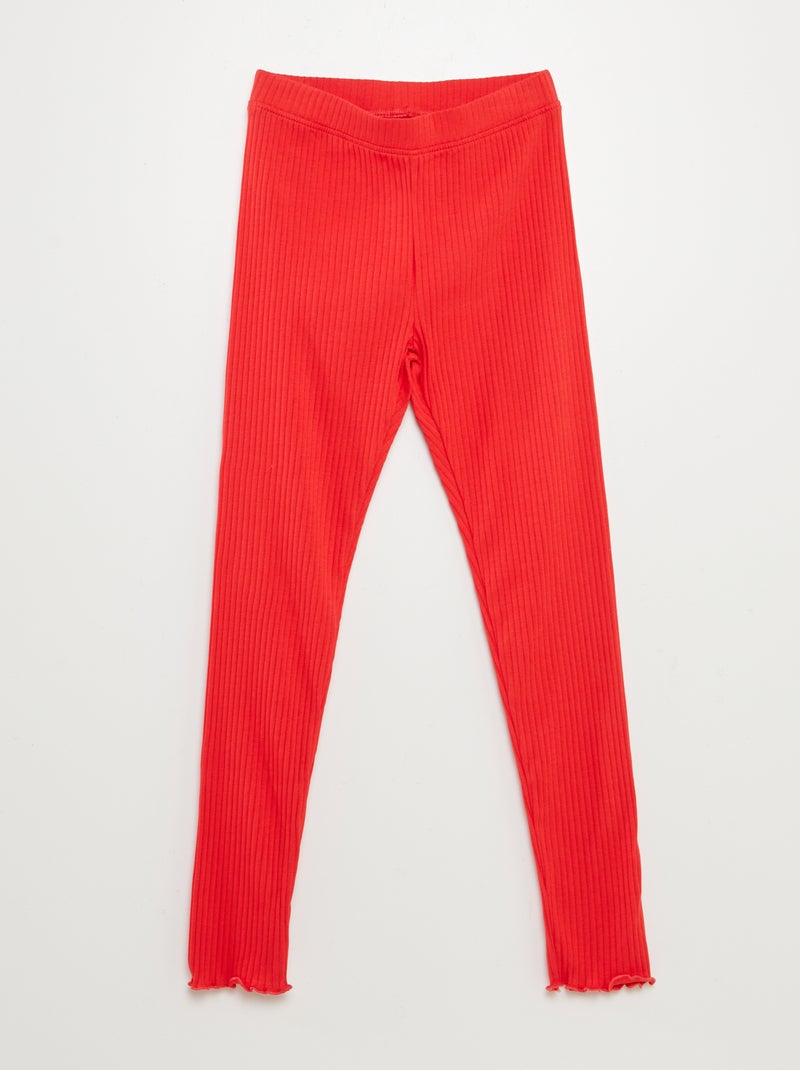 Lot de leggings côtelés Rouge/blanc - Kiabi