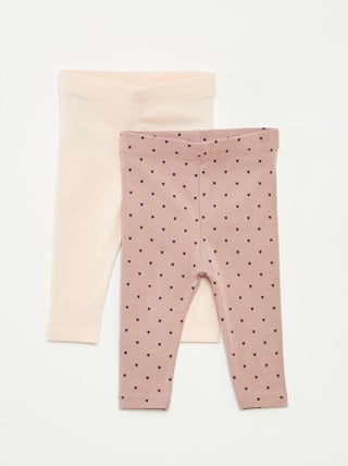 Lot de leggings long 1 imprimé all-over / 1 couleur unie