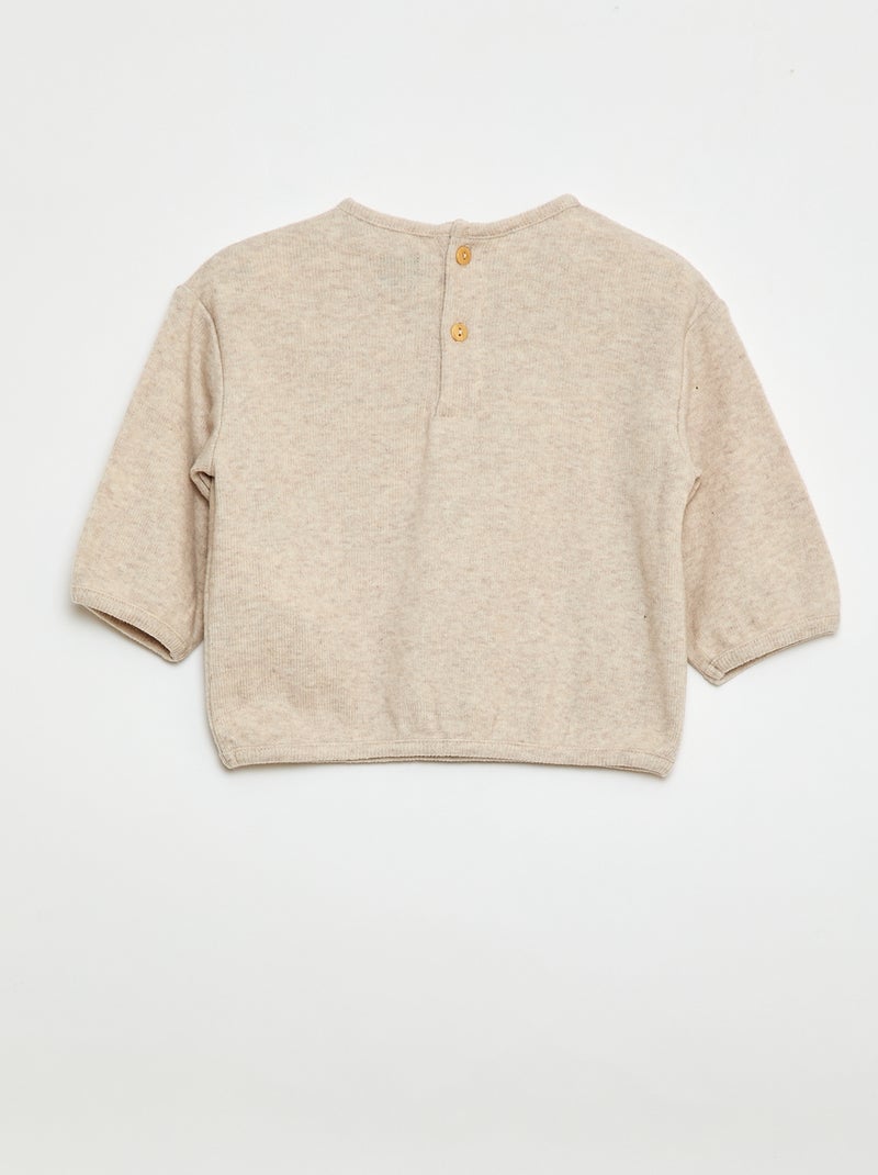 Lot de pull en maille doudou col boutonné Beige - Kiabi