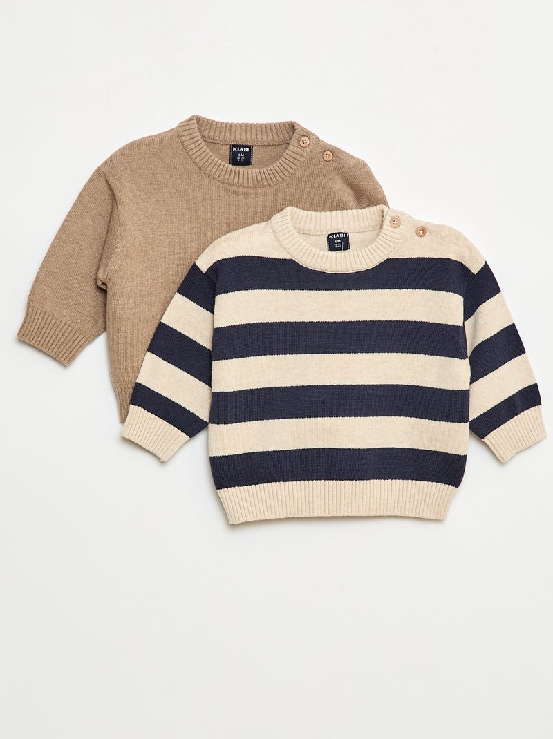 Lot de pull manches longues - 2 pièces Bleu - Kiabi
