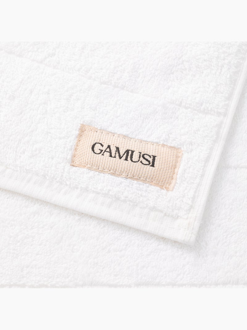 Lot de serviettes douche et toilette 100 % coton, 600 g/m², avec boucle - Gamusi Blanc Beige - Kiabi