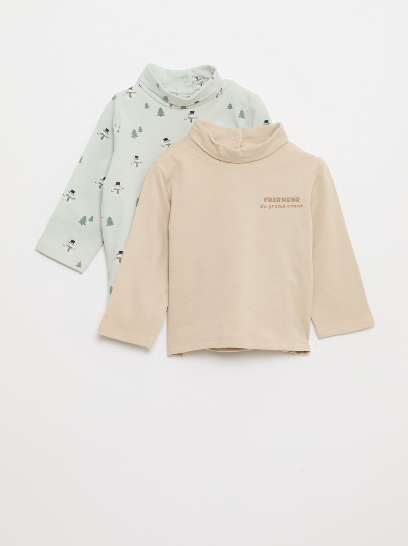 Lot de sous-pull à col montant - 2 pièces Beige - Kiabi