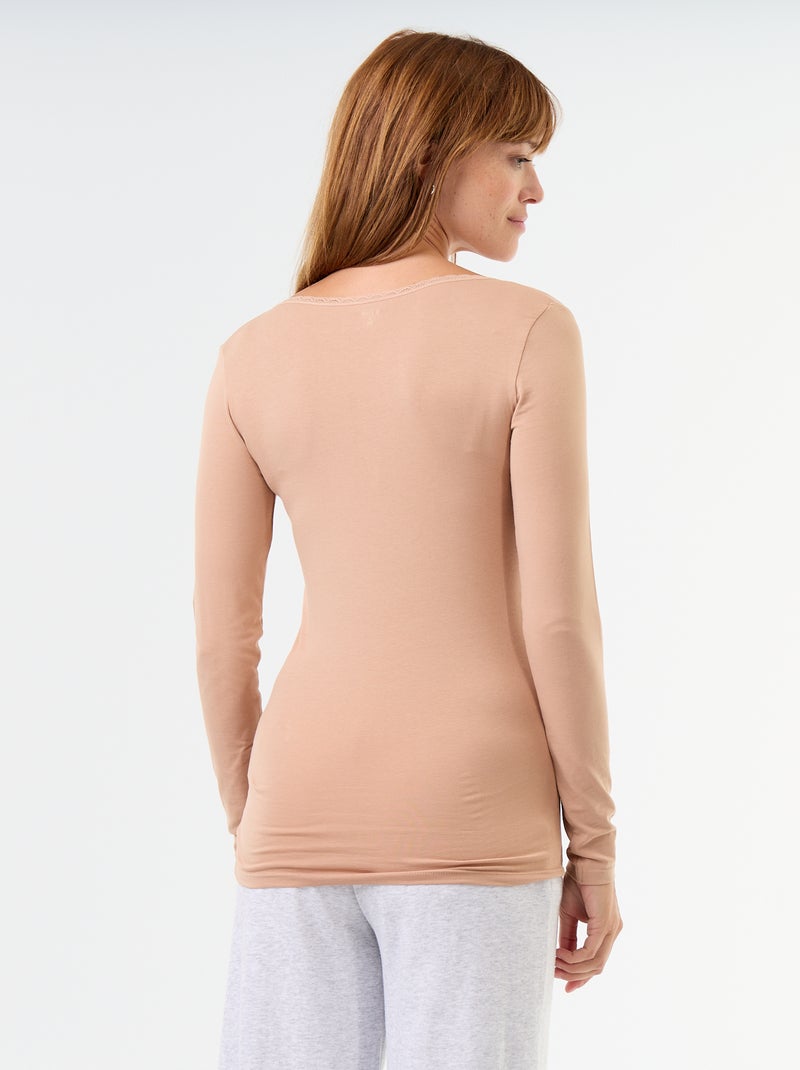 Lot de t-shirts de nuit avec encolure en ronde avec dentelle Beige - Kiabi