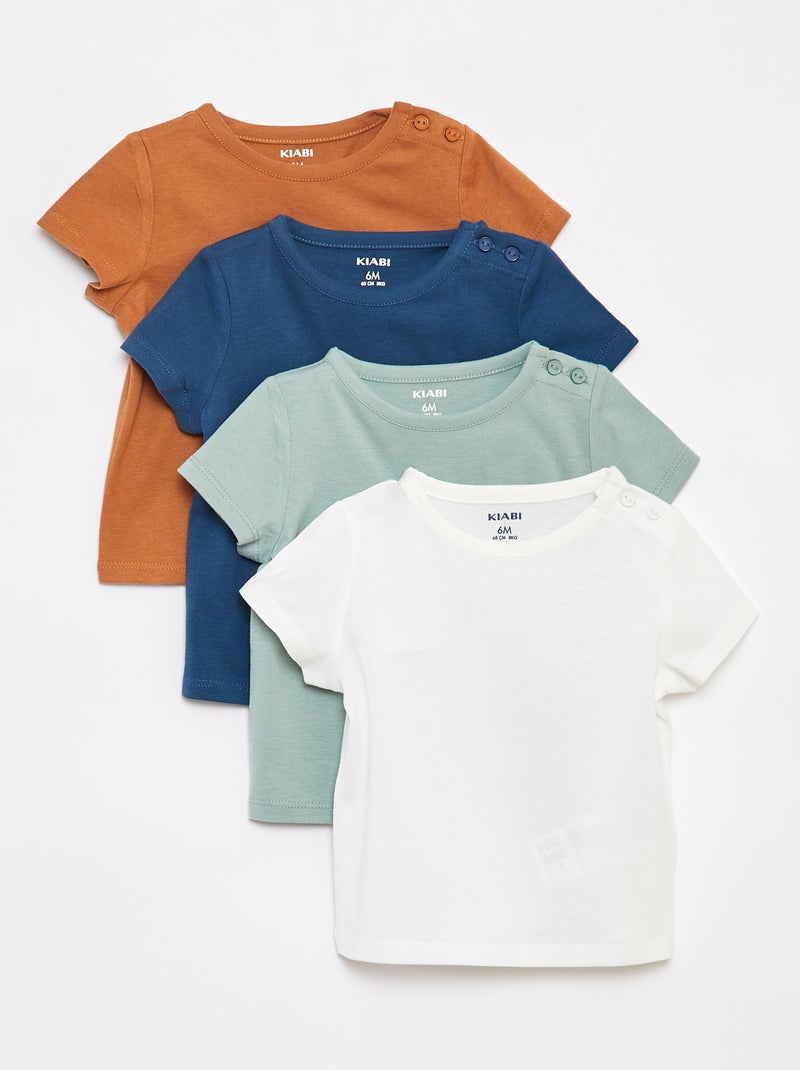 Lots de 4 t-shirts unis BLANC - Kiabi