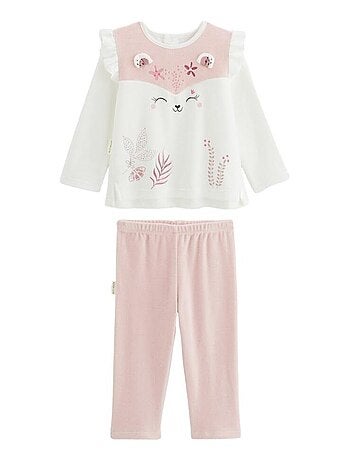 Louisa tweedelige kinderpyjama in ecru fluweel