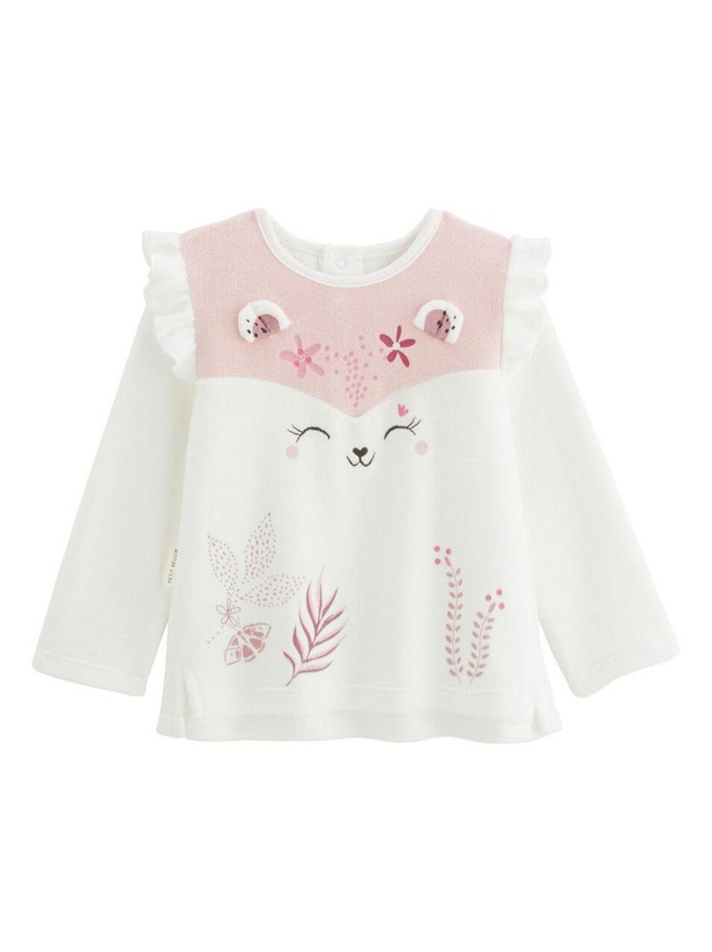 Louisa tweedelige kinderpyjama in ecru fluweel Ecru - Kiabi
