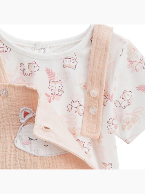Louison babyoveralls en katoenen gaas T-shirt set - Kiabi