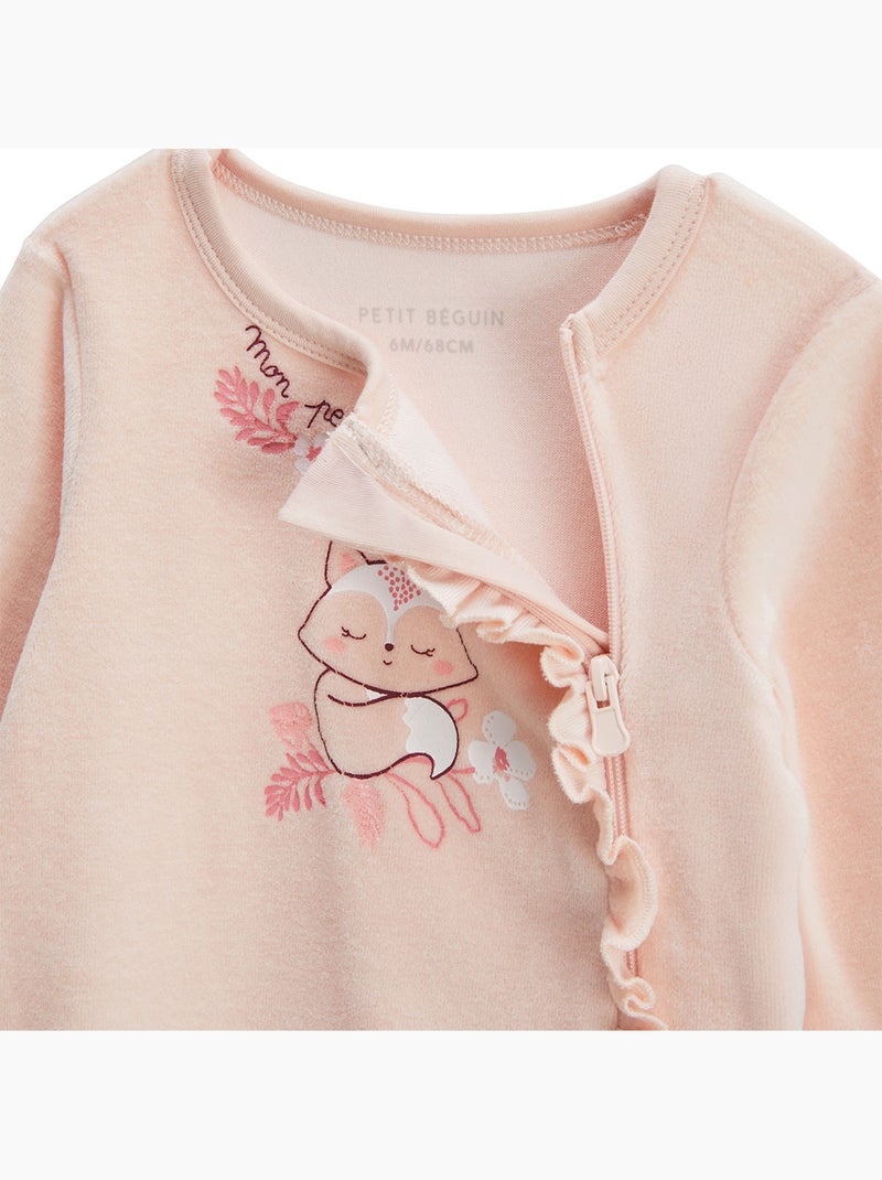 Louison babyvelours pyjama met ritssluiting Roze - Kiabi
