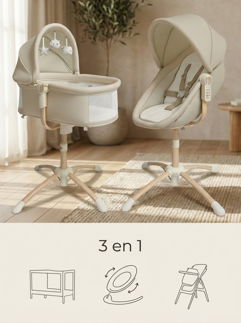 LOUNA Wieg 4-in-1 Multifunctioneel Grijs - Kiabi
