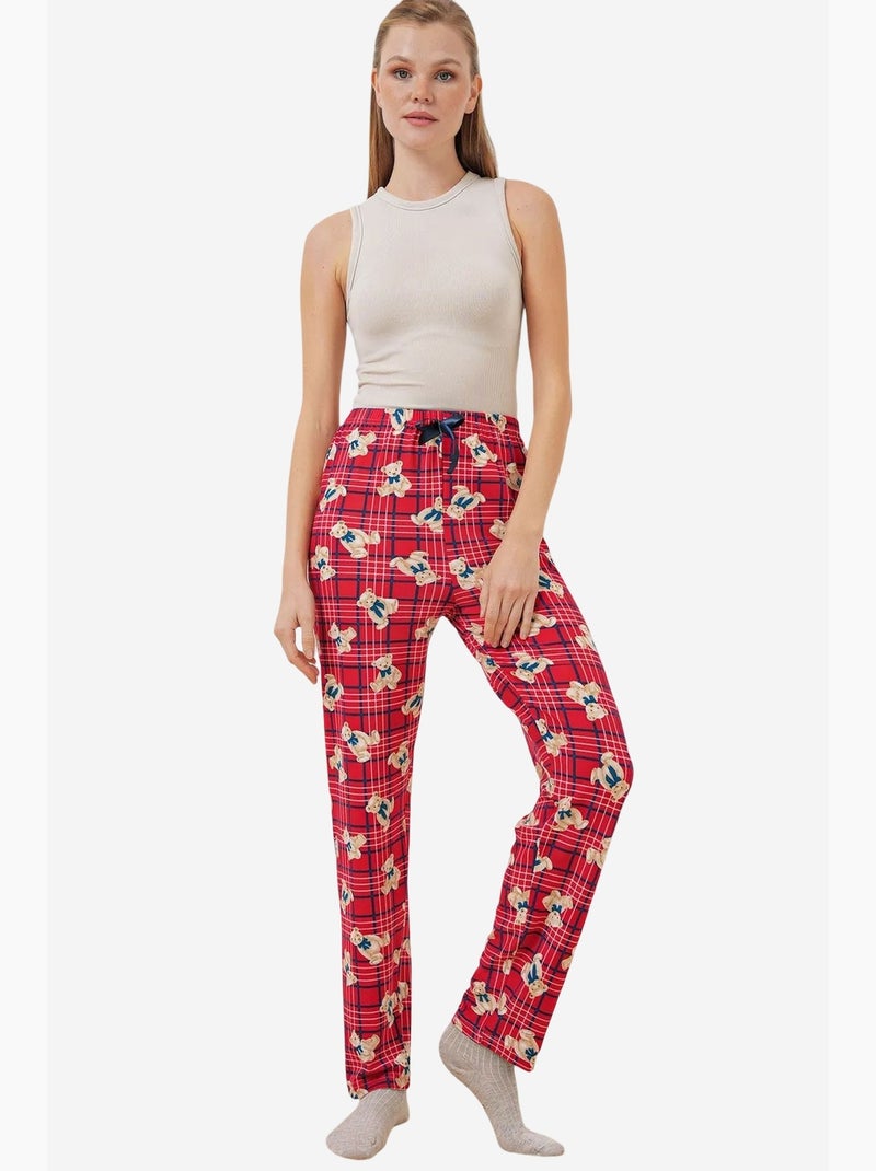 Loungebroek met print en middelhoge taille bdart Karmozijnrood - Kiabi