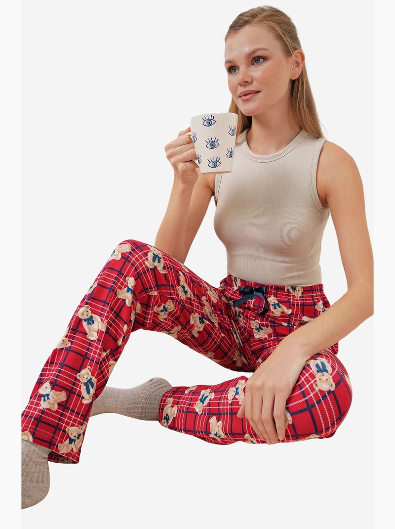 Loungebroek met print en middelhoge taille bdart Karmozijnrood - Kiabi