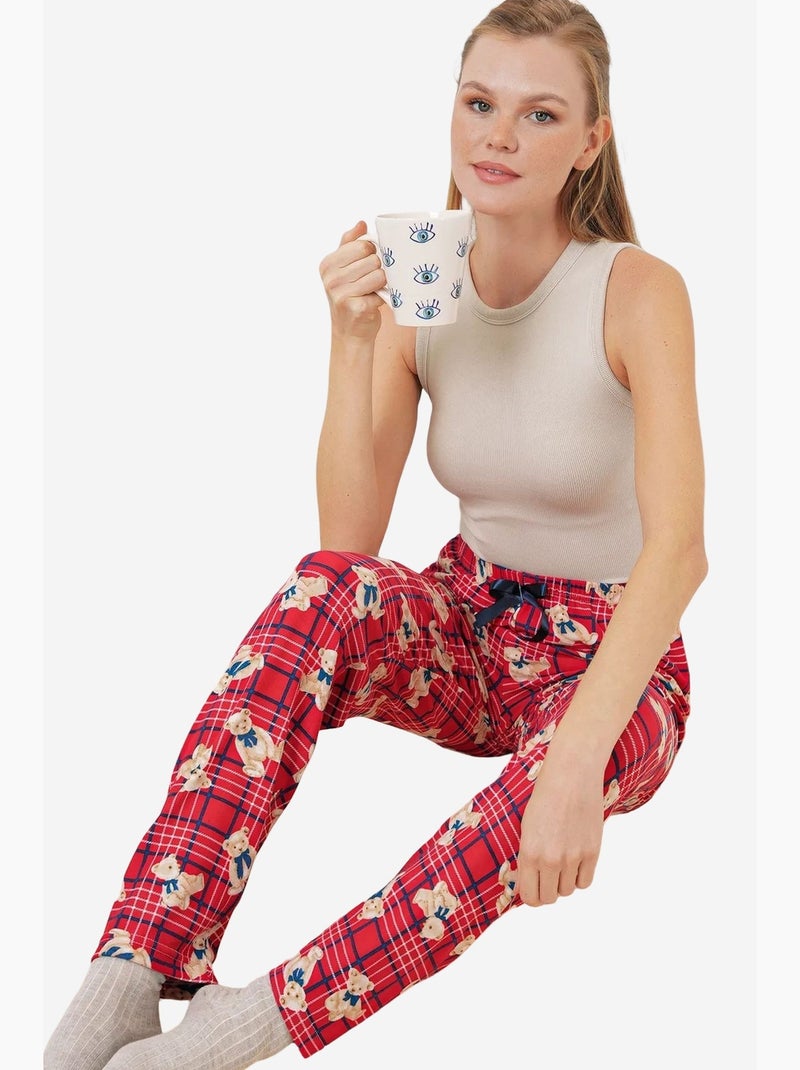 Loungebroek met print en middelhoge taille bdart Karmozijnrood - Kiabi